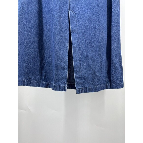 Vintage Lee Denim Jean Midi Skirt Size 18 Pockets Cotton Y2k 90s Modest Blue - Picture 11 of 12